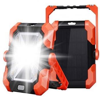 Leolee Luz de Trabajo Portátil, Foco LED USB Solar Recargable Luces de Construcción Emergency Cámping Pesca Banco de Energía Resistente al Agua 4 Modos SOS Mango magnético rotación de 360°