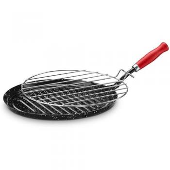 Sartén Asador Inducción 26 cm con Parrilla Extraíble de Acero Esmaltado, Apta para Gas y Vitrocerámica - Briebe Levante Negra