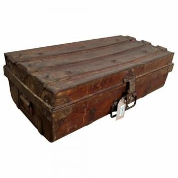 Maleta de Metal Artesanal Marrón 70x33x21 cm
