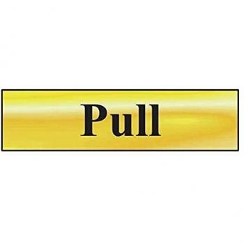 Pull Sign - Self-Adhesive PVC - Polished Gold Effect - 200mm x 50mm