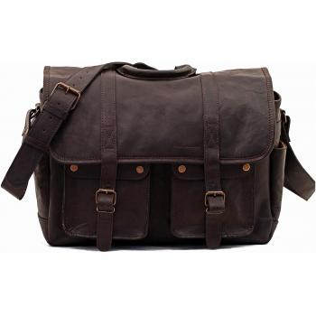 PAUL MARIUS bolsa de cuero para la cámara con modular interior marrón oscuro LE REPORTER