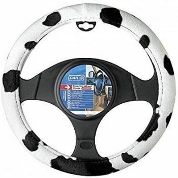 Sumex COW2021 Cow Style Funda de Volante Universal Terciopelo Vaca, Negro y Blanco, 37-39 cm Diámetro
