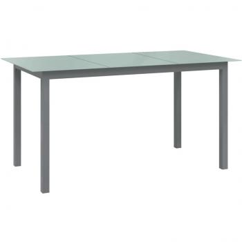 Mesa de jardín gris claro 150x90x74cm aluminio y vidrio