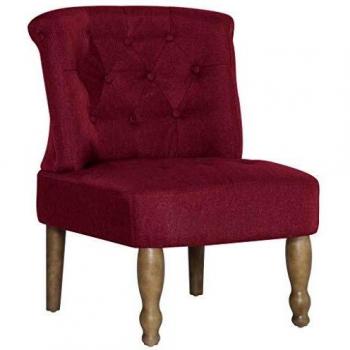 vidaXL Sill¨®n franc¨¦s de tela rojo vino tinto