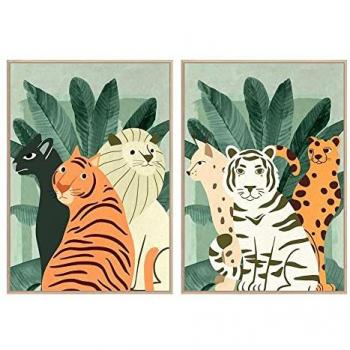 Cuadro DKD Home Decor 83 x 4,5 x 123 cm Tropical Animales (2 Unidades)