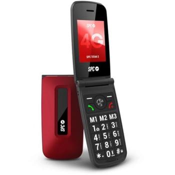 Teléfono Móvil SPC Titan 2 para Mayores 4G Rojo, Teclas XL, Timbre Alto 105 dB, Pantalla 2.4, Botón SOS, Resistencia IP44