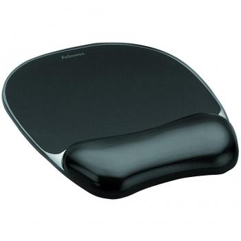 Fellowes Gel Crystals - Alfombrilla de ratón con reposamuñecas ergonómico, color negro