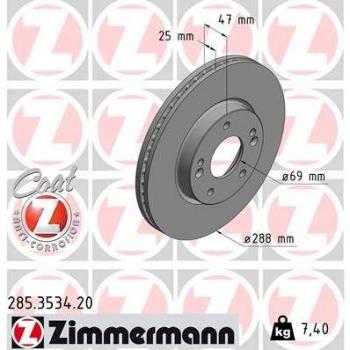 Disco de freno ZIMMERMANN 285.3534.20