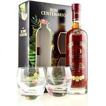 Ron Centenario Fundación 20 Años 40% Vol. Set con 2 Copas, 0,7L