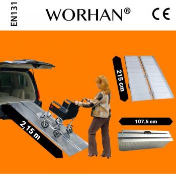 WORHAN® 2.15m Rampa Plegable Carga Silla de Ruedas Discapacitado Movilidad Aluminio R7