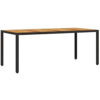 Mesa de jardín superficie madera acacia ratán negro 190x90x75cm