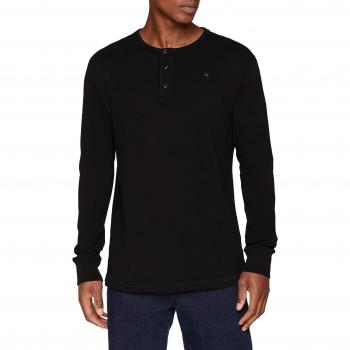 G-STAR RAW Starkon Granddad R T L\s, Camisa Manga Larga para Hombre, Negro