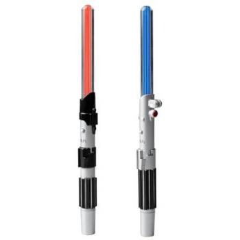 Set de 2 bolígrafos sables de luz Star Wars Luke Skywalker y Darth Vader, metal, tinta negra, con luz, incluye caja regalo