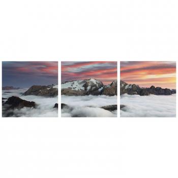 SuperStudio LO+DEMODA Lienzo tríptico, diseño Peaks, Poliéster y paulonia, 2x120x40 cm