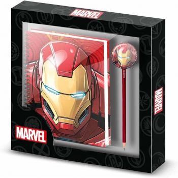 Set de Papelería Iron Man Stark con Cuaderno y Lápiz Multicolor