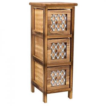 Cajonera de Madera Marrón con 3 Cajones de Paulonia - Alexandra House Living 26 x 61 x 22 cm