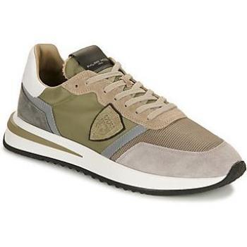 Philippe Model Tropez 2.1 Men's Olive Green Nylon Sneakers with Suede Details, Size 42