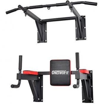ONETWOFIT Barra para Dominadas de Múltiples Funciones de Montaje en la Pared Juego de Estación de Entrenamiento Estación de Dominadas en Casa Entrenamiento Equipo para Entrenamiento, Carga150kg OT076
