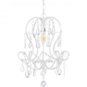 Lámpara de techo chandelier de cristal acrílico blanco 29x28x33 cm y lámpara colgante de metal blanco clásico 29,5 x 28 x 85 cm