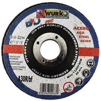 Wurko - Disco Abrasivo 115 x 6 x 22 mm Desbaste Hierro