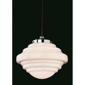 Lámpara colgante de cristal blanco opal 1 bombilla 29cm E27 cromo
