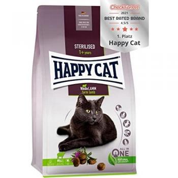 Happy Cat Adult Sterilised Cordero Pienso 4 KG - Pienso para gatos adultos esterilizados, formulado con cordero como fuente de proteínas, rico en nutrientes esenciales, bajo en calorías para mantener un peso saludable, con