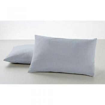 ESTELA - Funda de Almohada Combi Liso 200 Hilos algodón Peinado, Color Perla - 2 Piezas de 50x80 cm - Confeccionado con biés - 100% Algodón - 200 Hilos