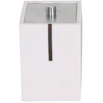 MSV 140361 - Recipiente para bastoncillos de algodón, resina / acero, 7 x 7 x 10 cm, de color: Blanco