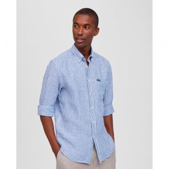 Façonnable - Camisa de hombre de lino raya candela classic fit