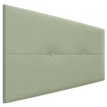 Cabecero de Lino Natural Verde 105x105cm con Botones y Patas de Madera para Cama Dormitorio Moderno