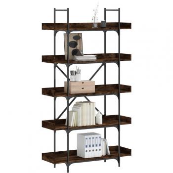 vidaXL 5-Tier Bookcase in Smoked Oak, Dimensions: 100x33x180.5 cm, Material: Engineered Wood