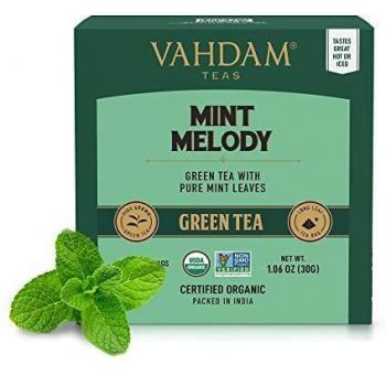VAHDAM, té verde menta, (30 bolsitas de té) | JARDIN FRESCO menta Bolsa de te verde | TÉ VERDE DE HOJA LARGA Hojas | 100% NATURAL de menta y hojas de menta | 15 bolsitas de té Pirámide menta