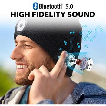 Gorro Bluetooth Inteligente con Auriculares Estéreo Integrados y Luz LED para Deportes al Aire Libre