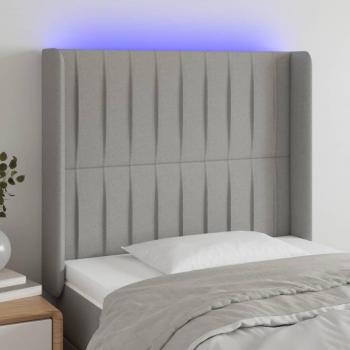 Cabecero LED Gris Claro 93x16x128 cm Tela con luz integrada y diseño moderno