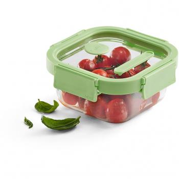 Recipiente hermético de vidrio 520 ml cuadrado para conservar y transportar alimentos