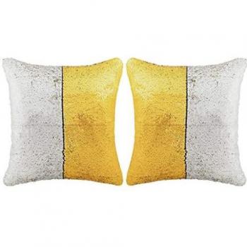 vidaXL 2X Cojines con Lentejuelas 60x60cm Dorado/Plateado Decoración de Hogar
