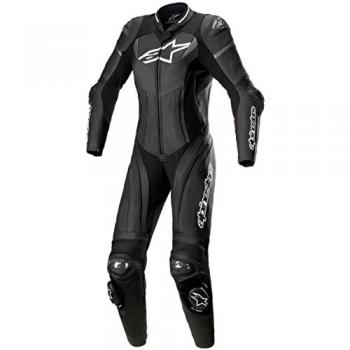 Alpinestars Stella GP Plus Mono de Cuero para Mujer Negro-Blanco-Gris Metálico, Traje de motocicleta de 1 pieza, Talla 42