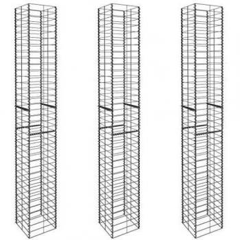 vidaXL Gabion Baskets 3 pcs Galvanised Steel 25x25x197 cm