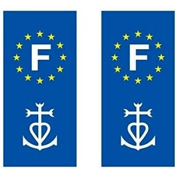 Lote de 2-Adhesivo decorativo, diseño de placa de matrícula para coche con logotipo regionales-Cruz de Camargue