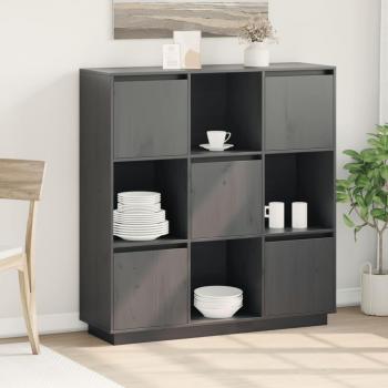 Aparador alto de madera maciza de pino 110,5x35x117 cm con mueble de almacenaje para salón, armarios con puertas, cajón de madera, buffet moderno, armario auxiliar y armario de almacenamiento