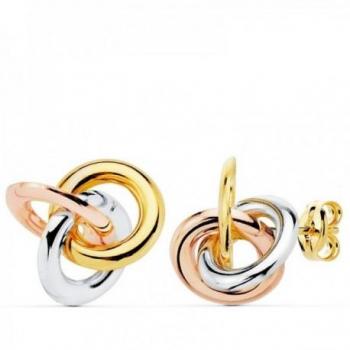 Pendientes Inmaculada Romero Oro 18k Tricolor Nudos 14mm