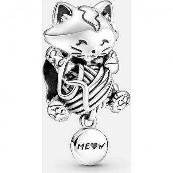 Charm Pandora de plata con gatito y bola de lana 799535C00