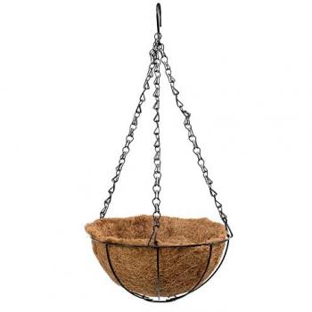 Macetero Colgante de Coco con Cadena y Gancho - Decoración para Hogar, Terraza, Balcón, Patio y Jardín - 17,5 cm de Alto x Ø40 cm