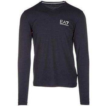 Emporio Armani EA7 t-shirt hombre manga larga cuello en v nuevo blu EU M