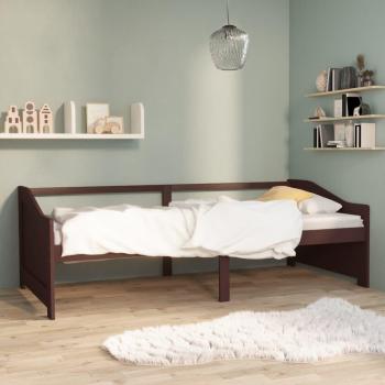 Sofá cama de 3 plazas madera maciza pino marrón oscuro 90x200 cm