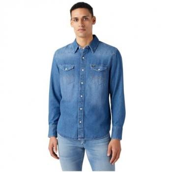 Wrangler 27MW Long Sleeve Western Shirt for Men - Icon Mid Stone, Regular Fit, 3XL