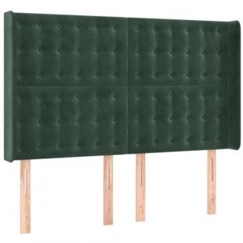 Cabecero con orejas de terciopelo verde oscuro 147x16x118/128cm