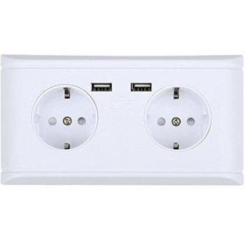 Smandy Enchufe de tomacorriente de Pared Enchufe Doble Conmutador conmutado Enchufe de Salida de la UE Enchufe con Salidas USB Dobles