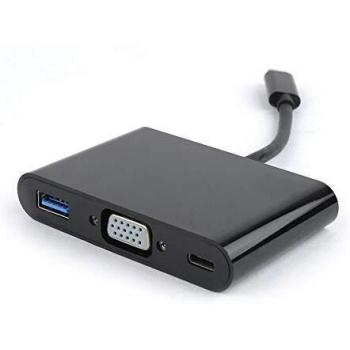 USB-C 3-in-1 Adapter with TF, VGA, USB 3.0 - Black