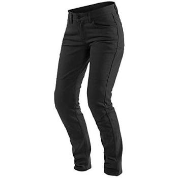 Pantalón Dainese Classic Slim Tex Lady - Pantalones de moto para mujer, color negro, diseño clásico y ajustado, fabricados en tejido textil resistente, con protección certificada en rodillas y refuerzos estratégicos para